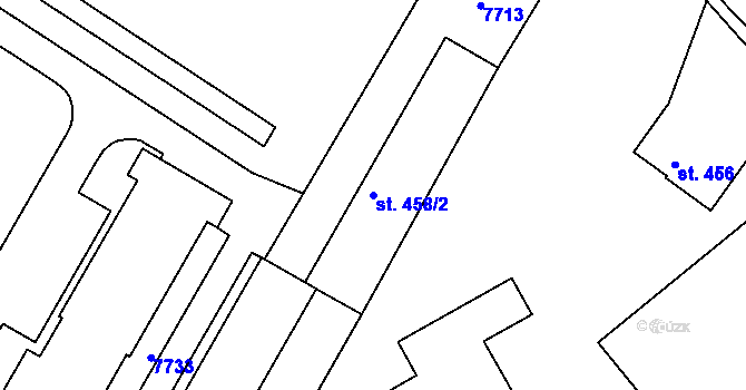 Parcela st. 458/2 v KÚ Telč, Katastrální mapa