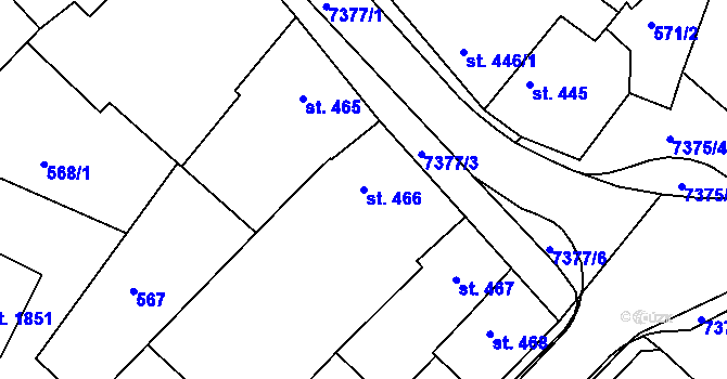 Parcela st. 466 v KÚ Telč, Katastrální mapa