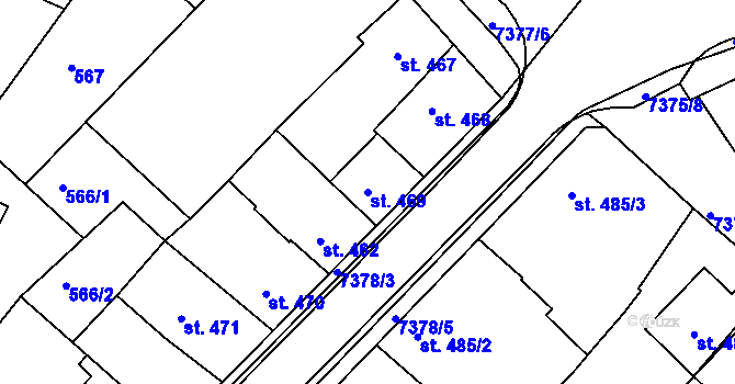 Parcela st. 469 v KÚ Telč, Katastrální mapa