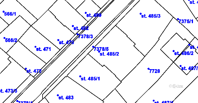 Parcela st. 485/2 v KÚ Telč, Katastrální mapa
