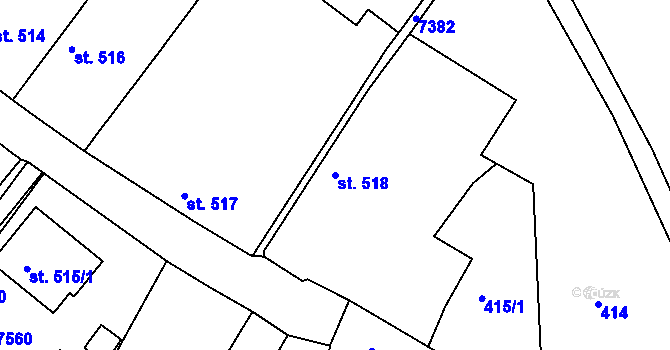 Parcela st. 518 v KÚ Telč, Katastrální mapa