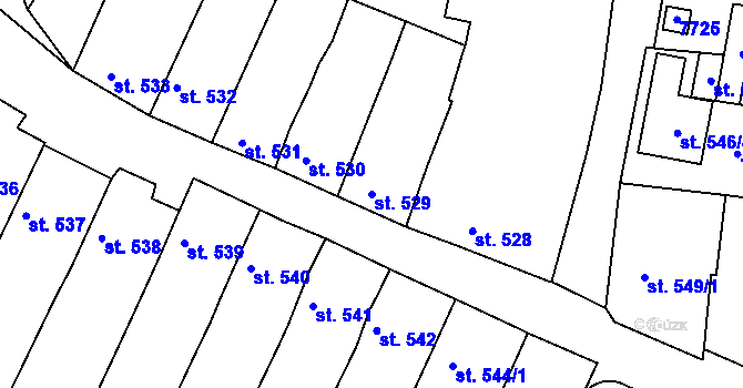 Parcela st. 529 v KÚ Telč, Katastrální mapa