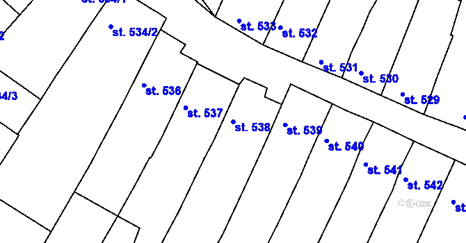 Parcela st. 538 v KÚ Telč, Katastrální mapa