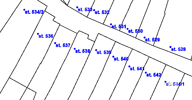 Parcela st. 539 v KÚ Telč, Katastrální mapa