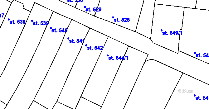 Parcela st. 544 v KÚ Telč, Katastrální mapa
