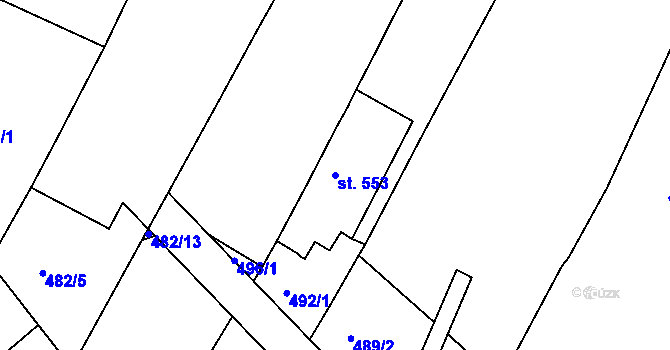 Parcela st. 553 v KÚ Telč, Katastrální mapa