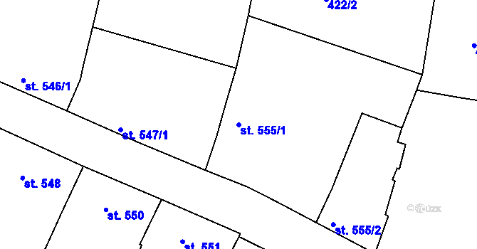 Parcela st. 555/1 v KÚ Telč, Katastrální mapa