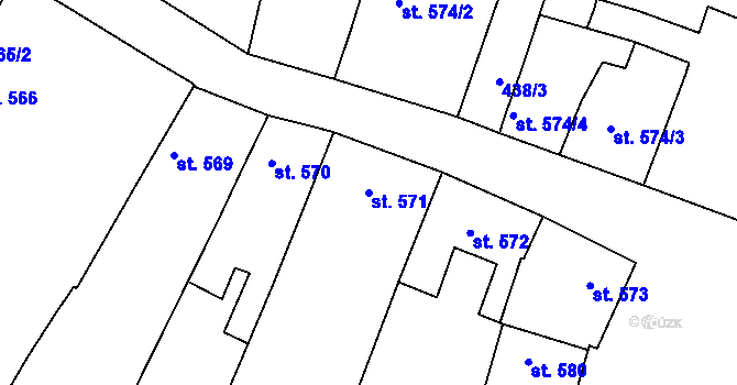 Parcela st. 571 v KÚ Telč, Katastrální mapa