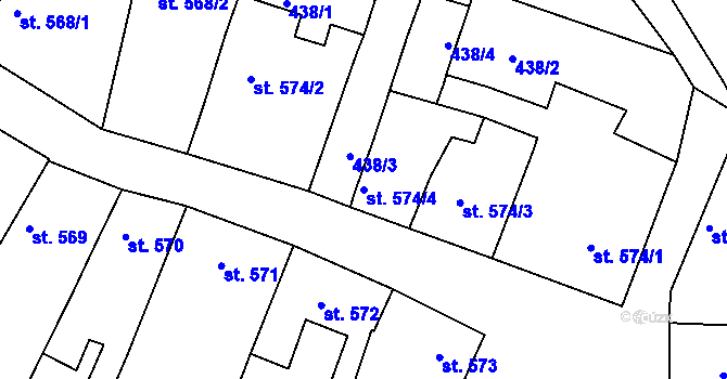 Parcela st. 574/4 v KÚ Telč, Katastrální mapa