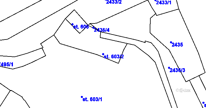 Parcela st. 603/2 v KÚ Telč, Katastrální mapa