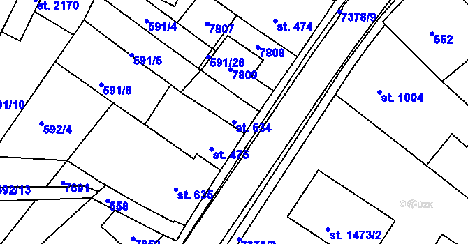 Parcela st. 634 v KÚ Telč, Katastrální mapa