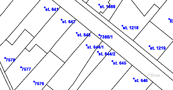 Parcela st. 644/1 v KÚ Telč, Katastrální mapa