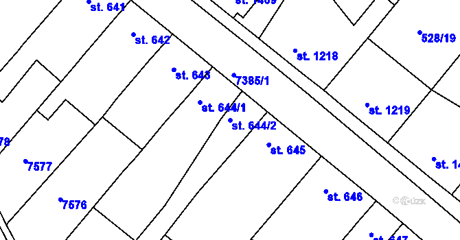 Parcela st. 644/2 v KÚ Telč, Katastrální mapa