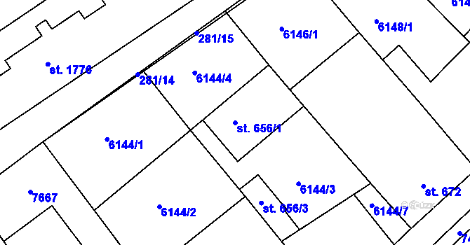 Parcela st. 656/1 v KÚ Telč, Katastrální mapa