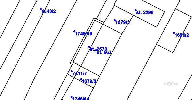 Parcela st. 663 v KÚ Telč, Katastrální mapa