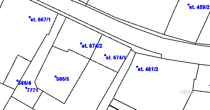 Parcela st. 674/1 v KÚ Telč, Katastrální mapa