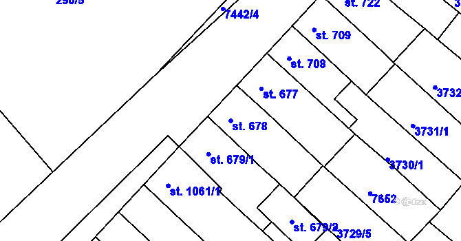 Parcela st. 678 v KÚ Telč, Katastrální mapa
