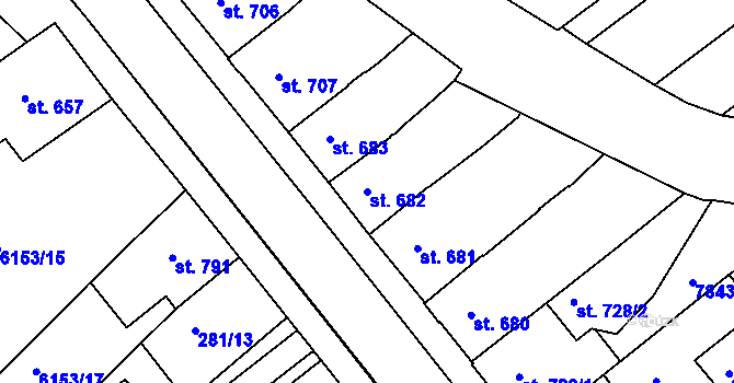 Parcela st. 682 v KÚ Telč, Katastrální mapa