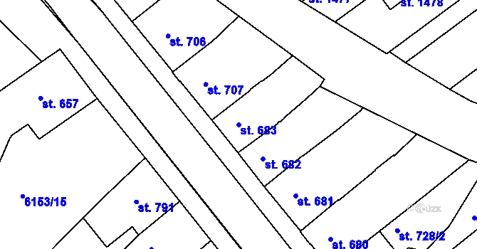 Parcela st. 683 v KÚ Telč, Katastrální mapa