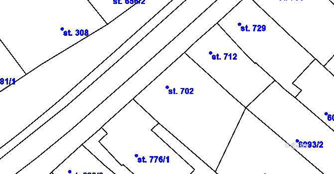 Parcela st. 702 v KÚ Telč, Katastrální mapa