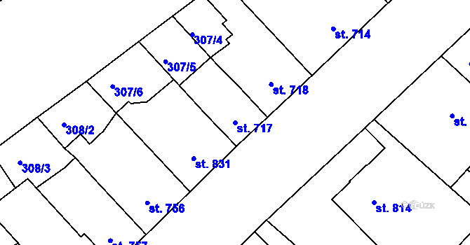 Parcela st. 717 v KÚ Telč, Katastrální mapa