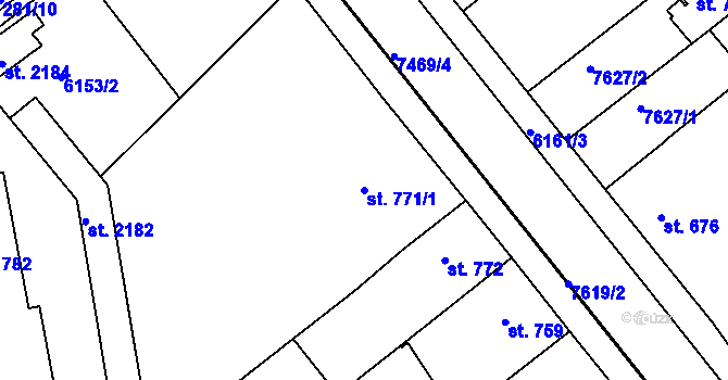 Parcela st. 771/1 v KÚ Telč, Katastrální mapa