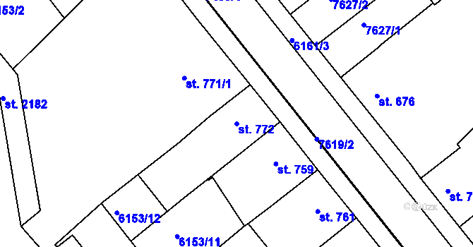 Parcela st. 772 v KÚ Telč, Katastrální mapa
