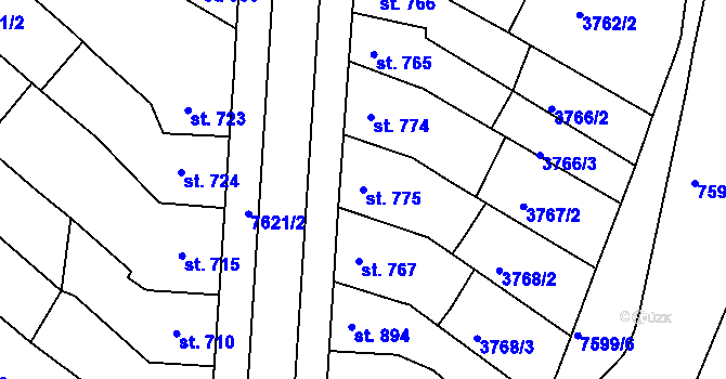 Parcela st. 775 v KÚ Telč, Katastrální mapa