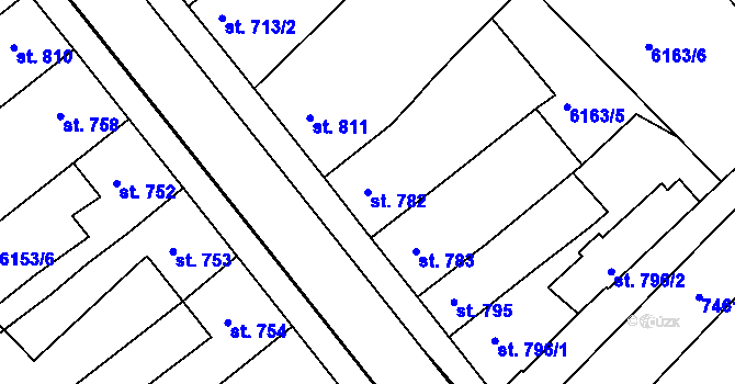 Parcela st. 782 v KÚ Telč, Katastrální mapa