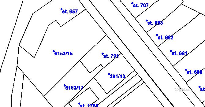 Parcela st. 791 v KÚ Telč, Katastrální mapa