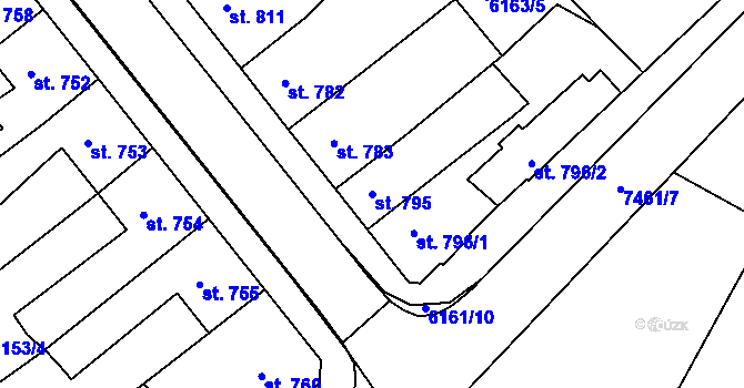 Parcela st. 795 v KÚ Telč, Katastrální mapa