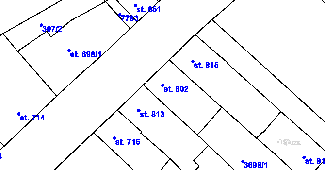 Parcela st. 802 v KÚ Telč, Katastrální mapa