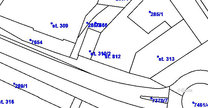 Parcela st. 812 v KÚ Telč, Katastrální mapa