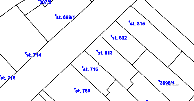 Parcela st. 813 v KÚ Telč, Katastrální mapa