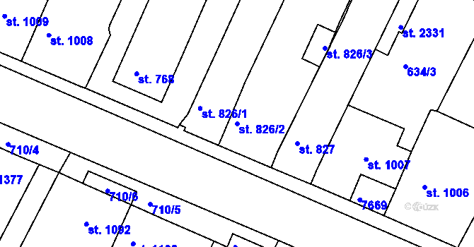 Parcela st. 826/2 v KÚ Telč, Katastrální mapa