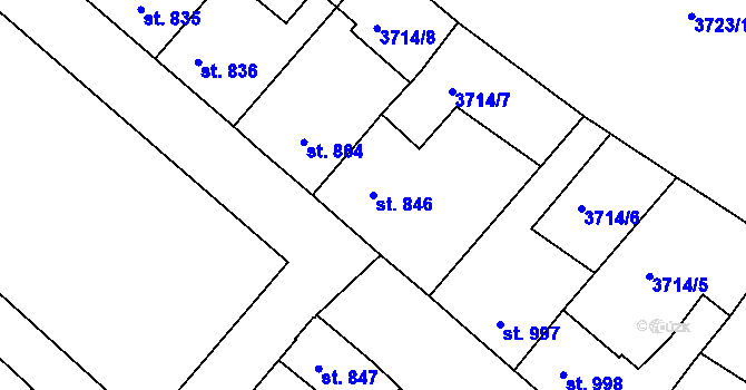 Parcela st. 846 v KÚ Telč, Katastrální mapa