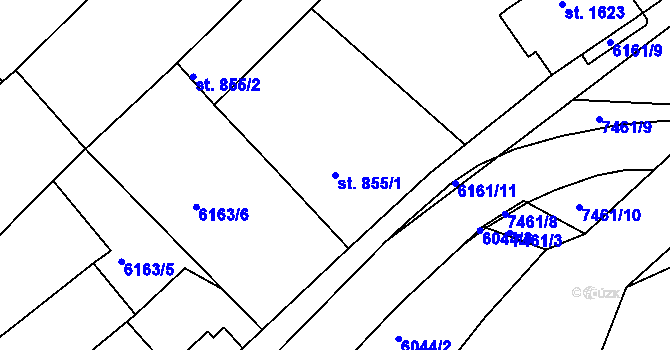 Parcela st. 855/1 v KÚ Telč, Katastrální mapa