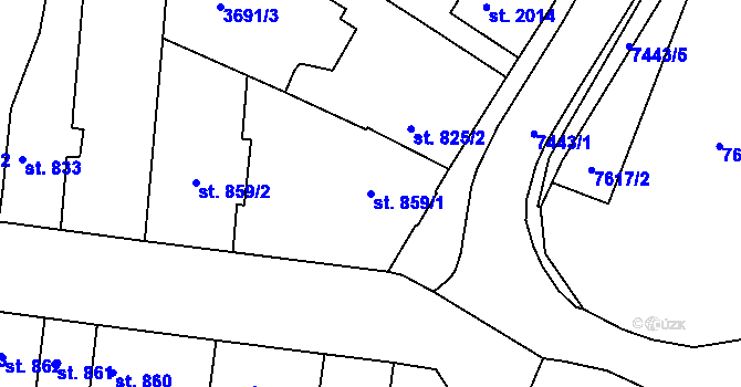Parcela st. 859/1 v KÚ Telč, Katastrální mapa