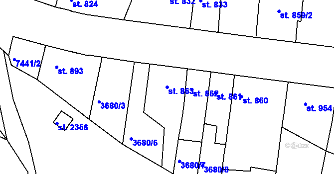 Parcela st. 863 v KÚ Telč, Katastrální mapa