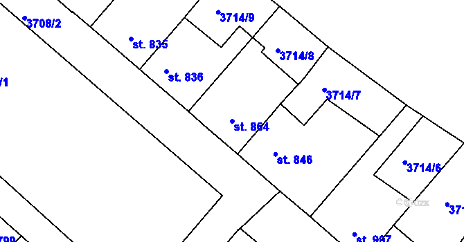 Parcela st. 864 v KÚ Telč, Katastrální mapa