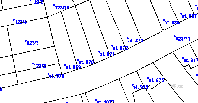 Parcela st. 871 v KÚ Telč, Katastrální mapa