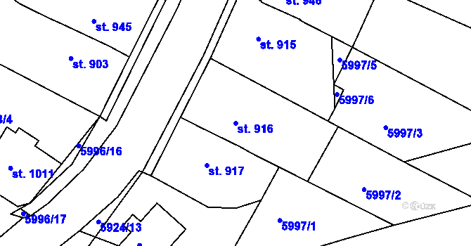 Parcela st. 916 v KÚ Telč, Katastrální mapa