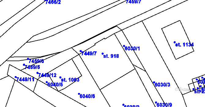 Parcela st. 918 v KÚ Telč, Katastrální mapa