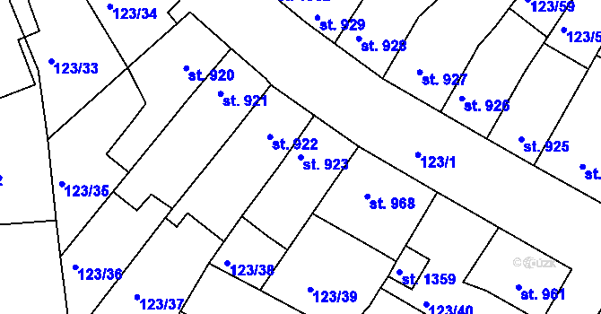 Parcela st. 923 v KÚ Telč, Katastrální mapa