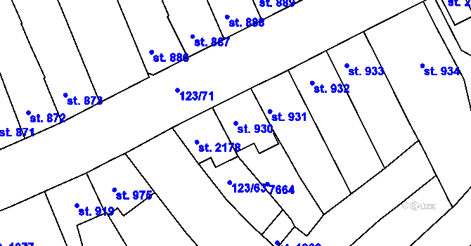Parcela st. 930 v KÚ Telč, Katastrální mapa