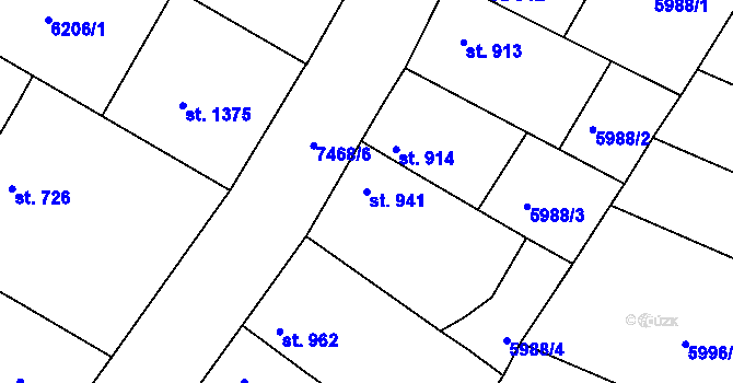 Parcela st. 941 v KÚ Telč, Katastrální mapa
