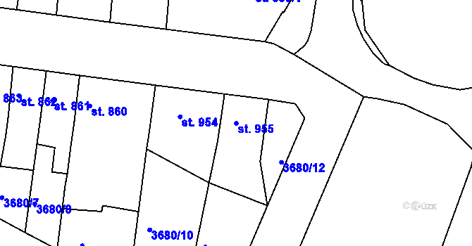 Parcela st. 955 v KÚ Telč, Katastrální mapa