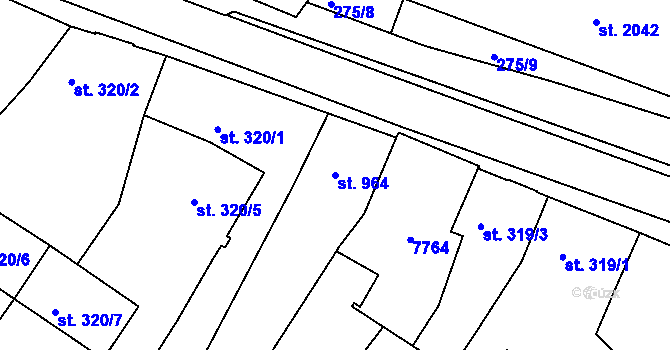 Parcela st. 964 v KÚ Telč, Katastrální mapa