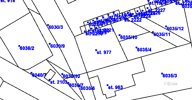 Parcela st. 977 v KÚ Telč, Katastrální mapa