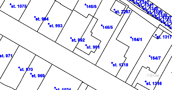 Parcela st. 991 v KÚ Telč, Katastrální mapa